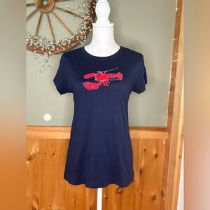 Vineyard Vines Navy Tee with Red Lobster Graphic